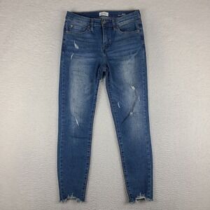 Nicole Miller Jeans Womens 4 Blue SOHO High Rise Ankle Skinny Distress Denim *